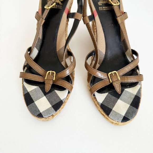 BURBERRY - Authentic Wedge Sandals Espadrille - Picture 3 of 7
